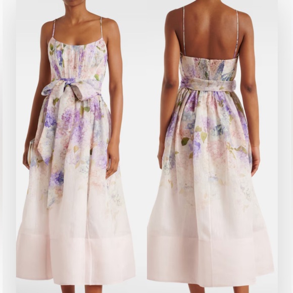 ZIMMERMANN Dawning floral silk and linen corset dress - Picture 1 of 5